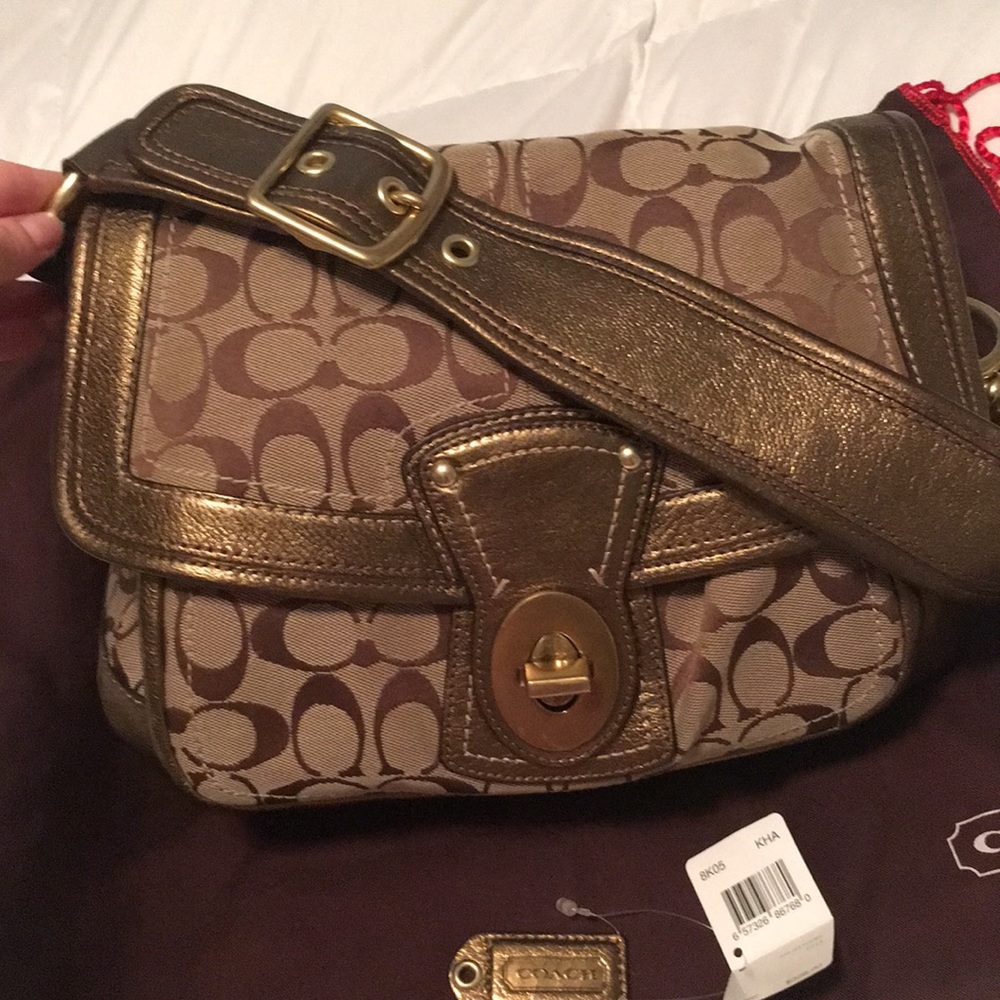 GOLD Coach Legacy Signature Satchel